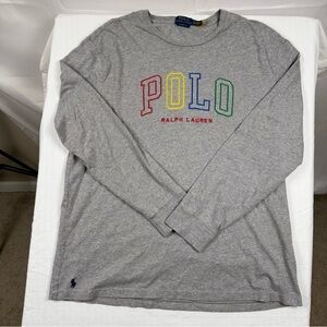 Polo Ralph Lauren Men’s XL Gray Long Sleeve T-Shirt Multicolor Logo Classic Fit